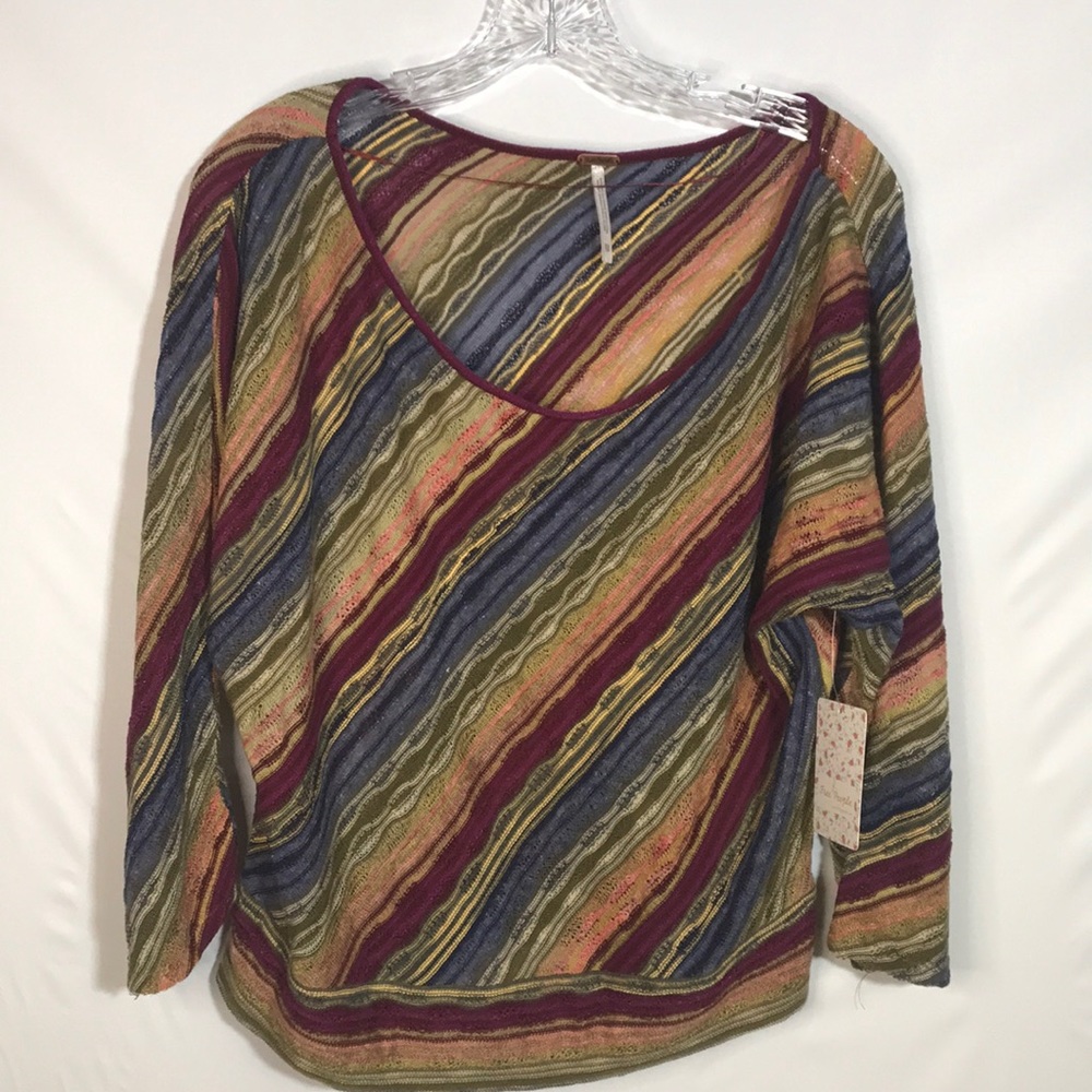 Free people rainbow 3/4 sleeve blouse